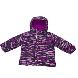 Columbia Kids Purple Pink Abstract Camo Hooded Ski Snow Puffer Winter Jacket  2T